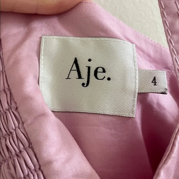 Aje Frequency Midi Dress Women’s Size 0 Cutout Cotton Pink - Picture 9 of 12